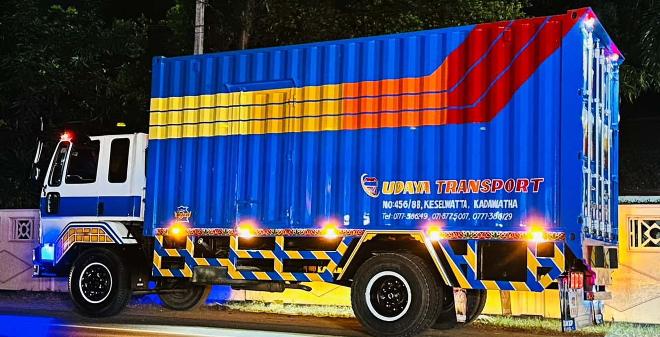 Udaya Transport container lorry in company livery, Kadawatha, Sri Lanka